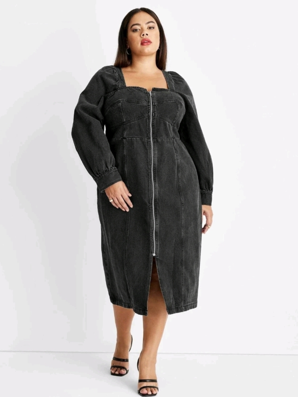 Women’s Barfield Zip-Front Denim A-Line Dress Future Collective Kahlana 20w/22w